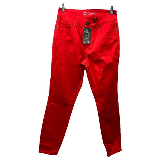 DG2 Diane Gilman Womens Infinity Stretch Tri-Fit Jean Red Sz 8-10-12 Holiday NWT - Picture 1 of 7